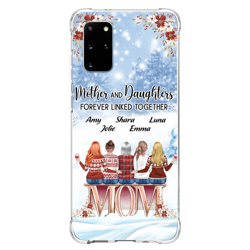 Personalized Mom Phone Case - Mother With Up to 4 Daughters - Gift Idea For Mother's Day From Daughter - Mother And Daughters Forever Linked Together - Case For iPhone/Samsung