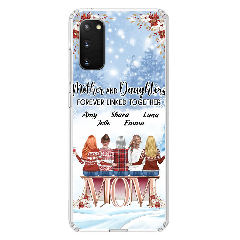 Personalized Mom Phone Case - Mother With Up to 4 Daughters - Gift Idea For Mother's Day From Daughter - Mother And Daughters Forever Linked Together - Case For iPhone/Samsung