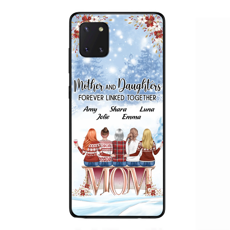 Personalized Mom Phone Case - Mother With Up to 4 Daughters - Gift Idea For Mother's Day From Daughter - Mother And Daughters Forever Linked Together - Case For iPhone/Samsung