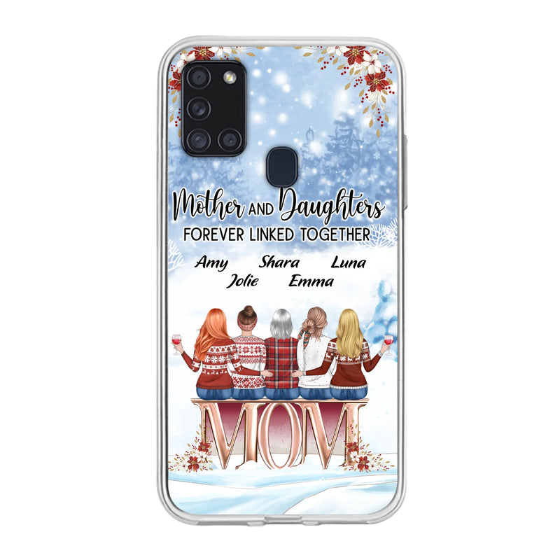 Personalized Mom Phone Case - Mother With Up to 4 Daughters - Gift Idea For Mother's Day From Daughter - Mother And Daughters Forever Linked Together - Case For iPhone/Samsung