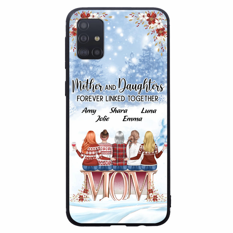 Personalized Mom Phone Case - Mother With Up to 4 Daughters - Gift Idea For Mother's Day From Daughter - Mother And Daughters Forever Linked Together - Case For iPhone/Samsung