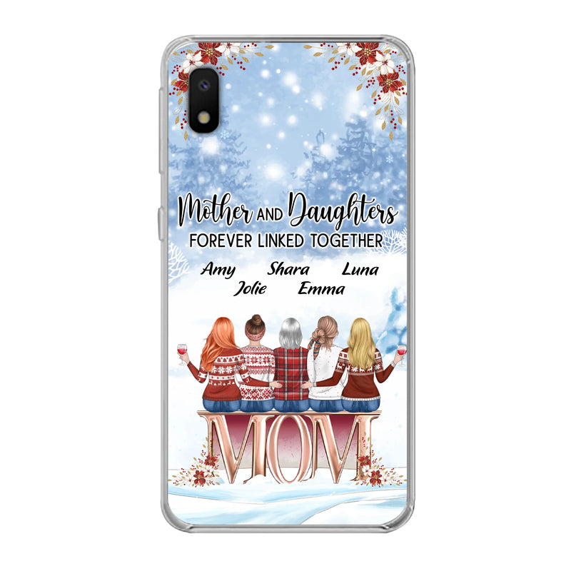 Personalized Mom Phone Case - Mother With Up to 4 Daughters - Gift Idea For Mother's Day From Daughter - Mother And Daughters Forever Linked Together - Case For iPhone/Samsung