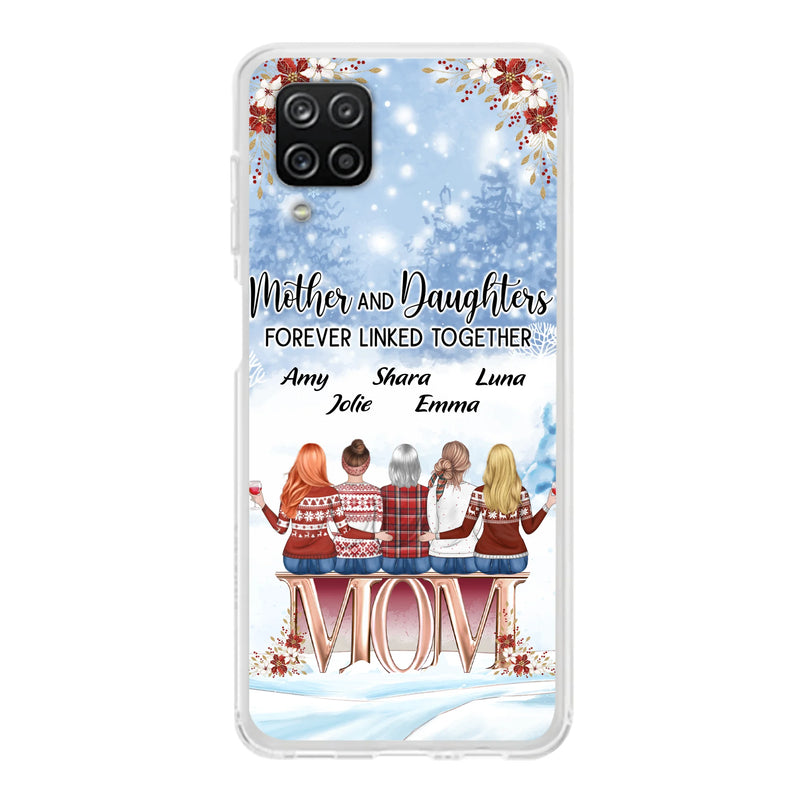 Personalized Mom Phone Case - Mother With Up to 4 Daughters - Gift Idea For Mother's Day From Daughter - Mother And Daughters Forever Linked Together - Case For iPhone/Samsung