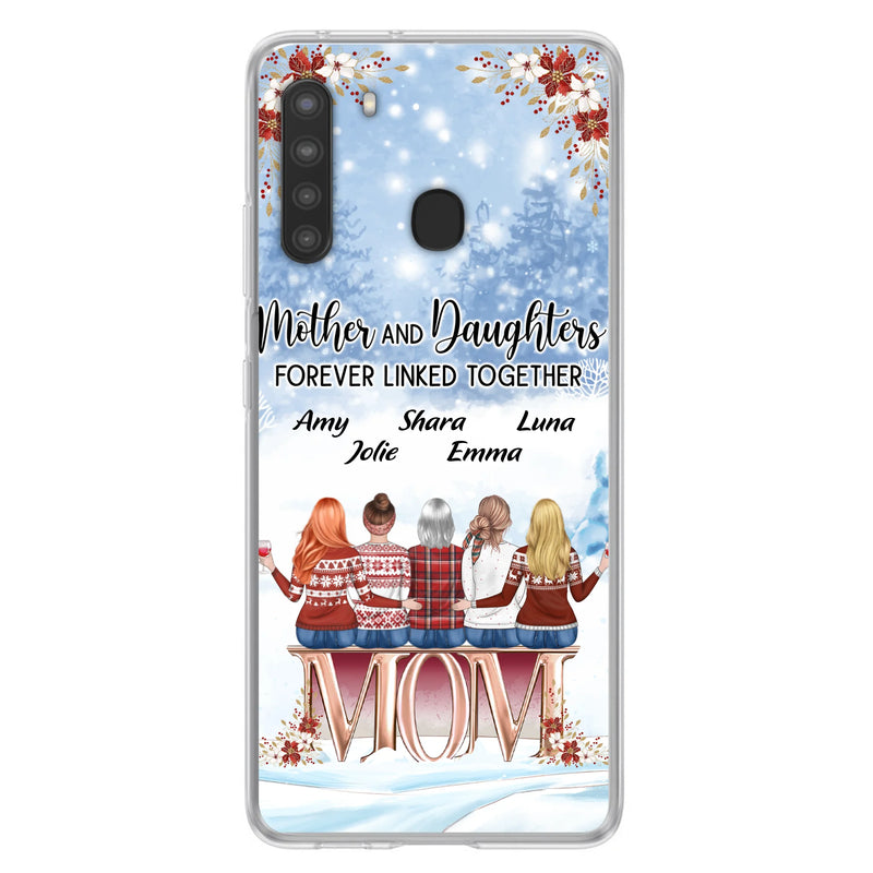 Personalized Mom Phone Case - Mother With Up to 4 Daughters - Gift Idea For Mother's Day From Daughter - Mother And Daughters Forever Linked Together - Case For iPhone/Samsung