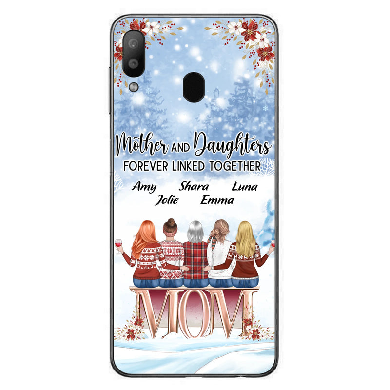 Personalized Mom Phone Case - Mother With Up to 4 Daughters - Gift Idea For Mother's Day From Daughter - Mother And Daughters Forever Linked Together - Case For iPhone/Samsung