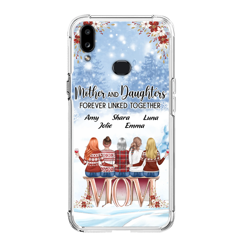 Personalized Mom Phone Case - Mother With Up to 4 Daughters - Gift Idea For Mother's Day From Daughter - Mother And Daughters Forever Linked Together - Case For iPhone/Samsung