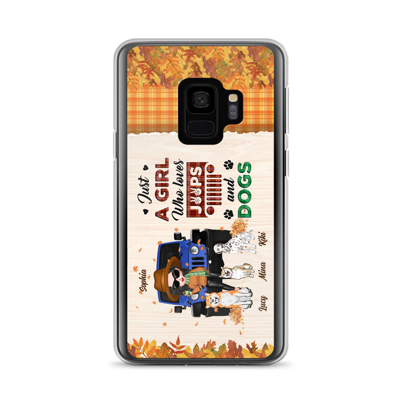 Personalized Off-road Autumn Girl Phone Case - Gift Idea For Girl/Dog Lovers - Up to 3 Dogs - Case For iPhone/Samsung