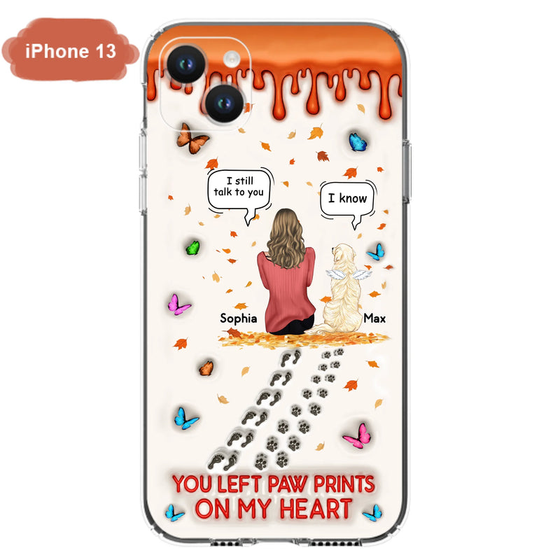 Custom Personalized Memorial Dog Phone Case - Memorial Gift Idea For Pet Lover - Case For iPhone/ Samsung - You Left Paw Prints On My Heart