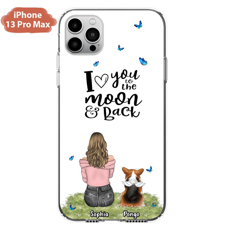 Personalized Dog Phone Case - Up to 4 Dogs - Gift Idea For Dog Owners - I Love You To The Moon & Back - Case For iPhone/Samsung