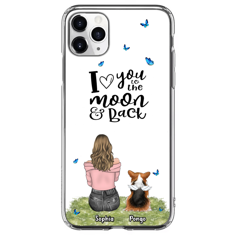 Personalized Dog Phone Case - Up to 4 Dogs - Gift Idea For Dog Owners - I Love You To The Moon & Back - Case For iPhone/Samsung