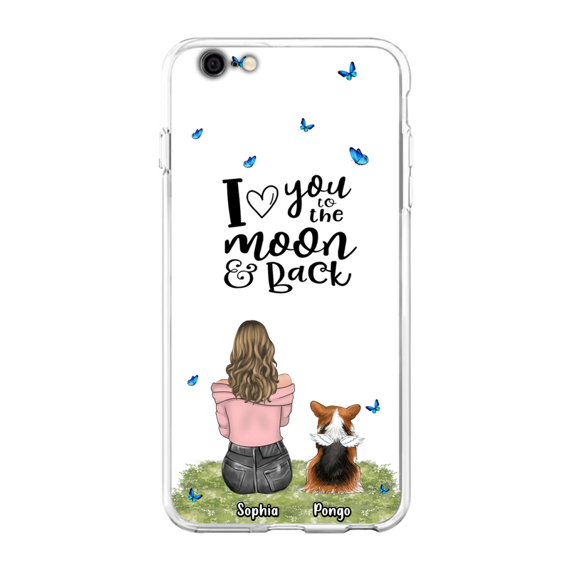 Personalized Dog Phone Case - Up to 4 Dogs - Gift Idea For Dog Owners - I Love You To The Moon & Back - Case For iPhone/Samsung