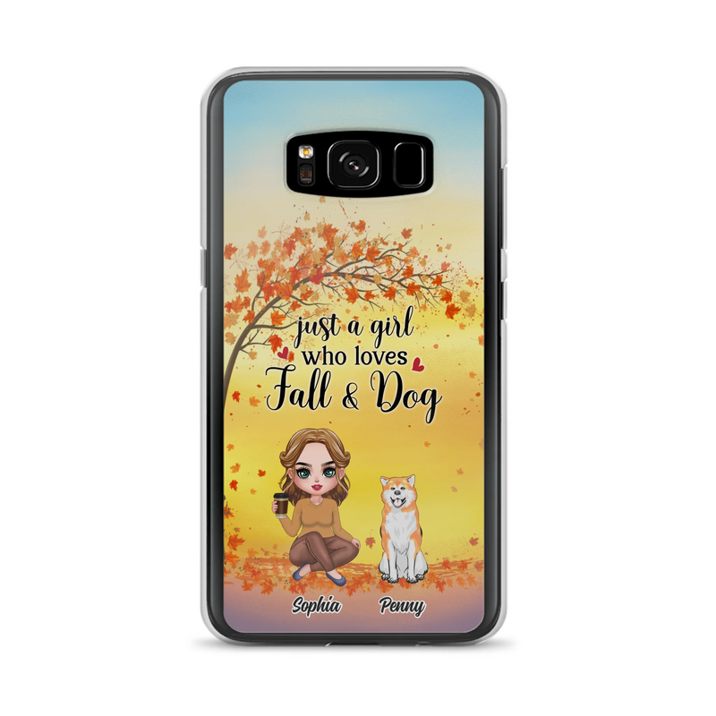 Personalized Dog Mom Phone Case - Gift Idea For Dog Lovers/Autumn Gift - Up to 4 Dogs - Just A Girl Who Loves Fall & Dogs - Case For iPhone/Samsung