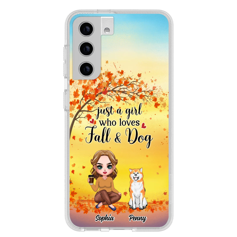 Personalized Dog Mom Phone Case - Gift Idea For Dog Lovers/Autumn Gift - Up to 4 Dogs - Just A Girl Who Loves Fall & Dogs - Case For iPhone/Samsung