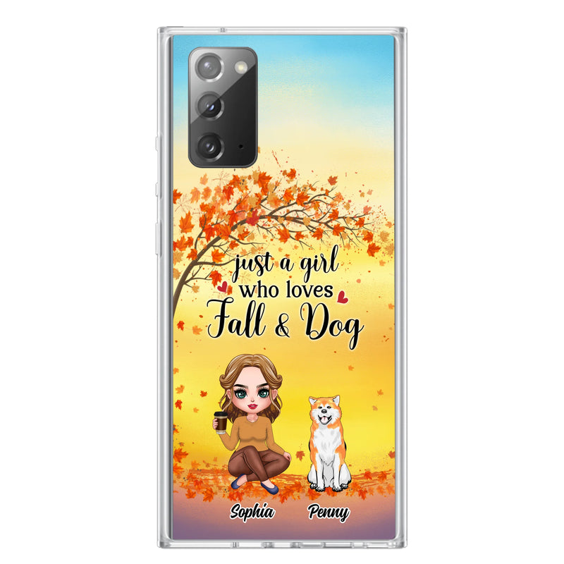 Personalized Dog Mom Phone Case - Gift Idea For Dog Lovers/Autumn Gift - Up to 4 Dogs - Just A Girl Who Loves Fall & Dogs - Case For iPhone/Samsung