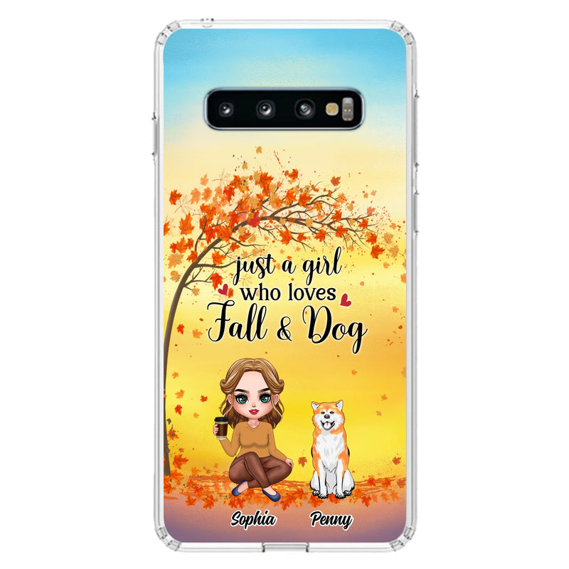 Personalized Dog Mom Phone Case - Gift Idea For Dog Lovers/Autumn Gift - Up to 4 Dogs - Just A Girl Who Loves Fall & Dogs - Case For iPhone/Samsung