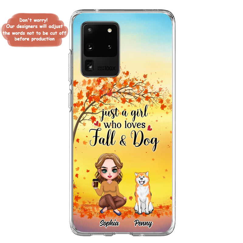 Personalized Dog Mom Phone Case - Gift Idea For Dog Lovers/Autumn Gift - Up to 4 Dogs - Just A Girl Who Loves Fall & Dogs - Case For iPhone/Samsung