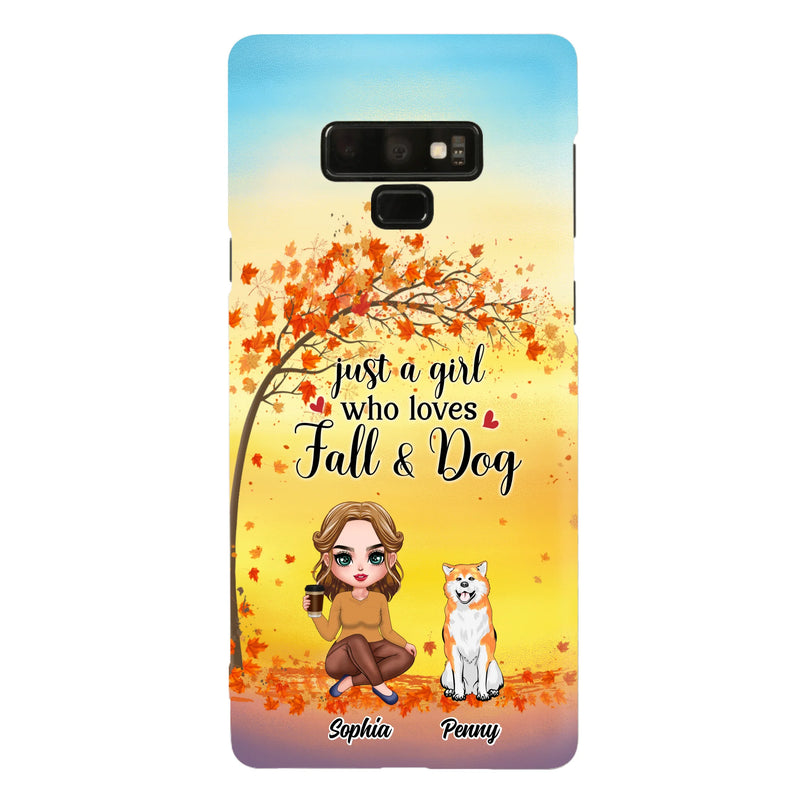 Personalized Dog Mom Phone Case - Gift Idea For Dog Lovers/Autumn Gift - Up to 4 Dogs - Just A Girl Who Loves Fall & Dogs - Case For iPhone/Samsung