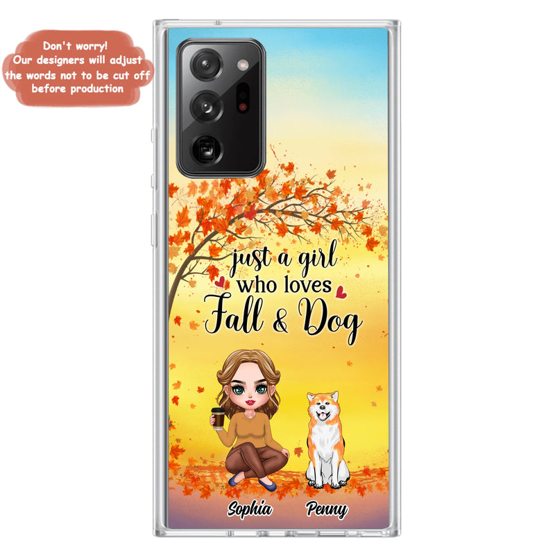 Personalized Dog Mom Phone Case - Gift Idea For Dog Lovers/Autumn Gift - Up to 4 Dogs - Just A Girl Who Loves Fall & Dogs - Case For iPhone/Samsung