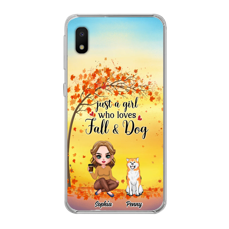 Personalized Dog Mom Phone Case - Gift Idea For Dog Lovers/Autumn Gift - Up to 4 Dogs - Just A Girl Who Loves Fall & Dogs - Case For iPhone/Samsung