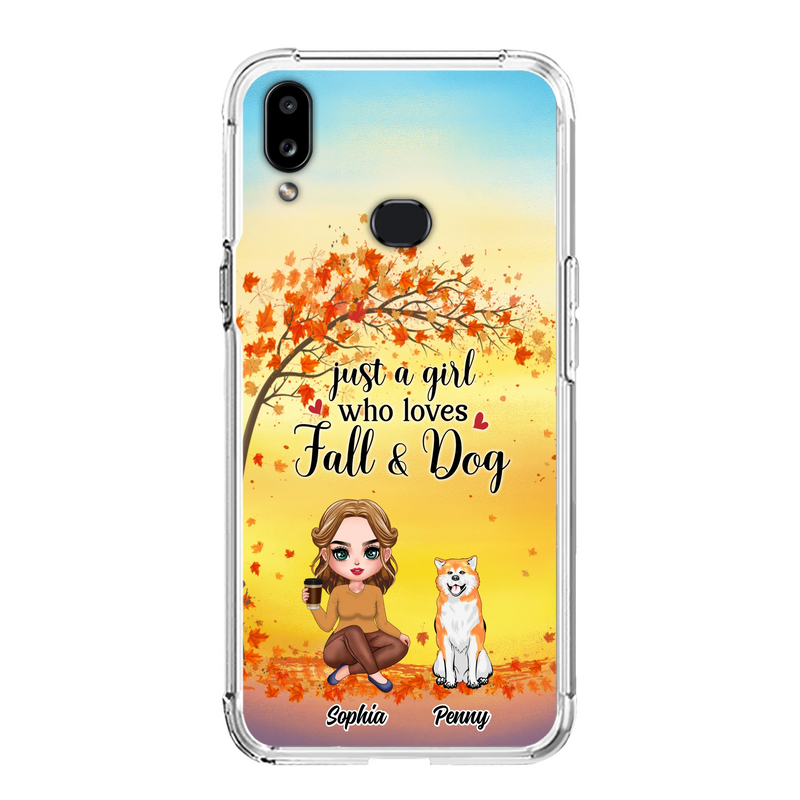 Personalized Dog Mom Phone Case - Gift Idea For Dog Lovers/Autumn Gift - Up to 4 Dogs - Just A Girl Who Loves Fall & Dogs - Case For iPhone/Samsung