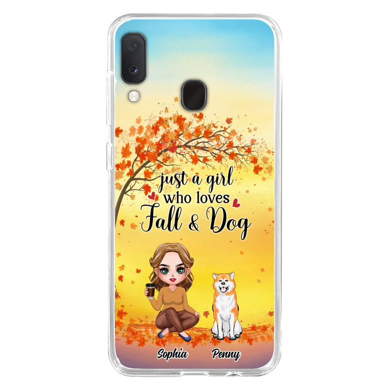 Personalized Dog Mom Phone Case - Gift Idea For Dog Lovers/Autumn Gift - Up to 4 Dogs - Just A Girl Who Loves Fall & Dogs - Case For iPhone/Samsung