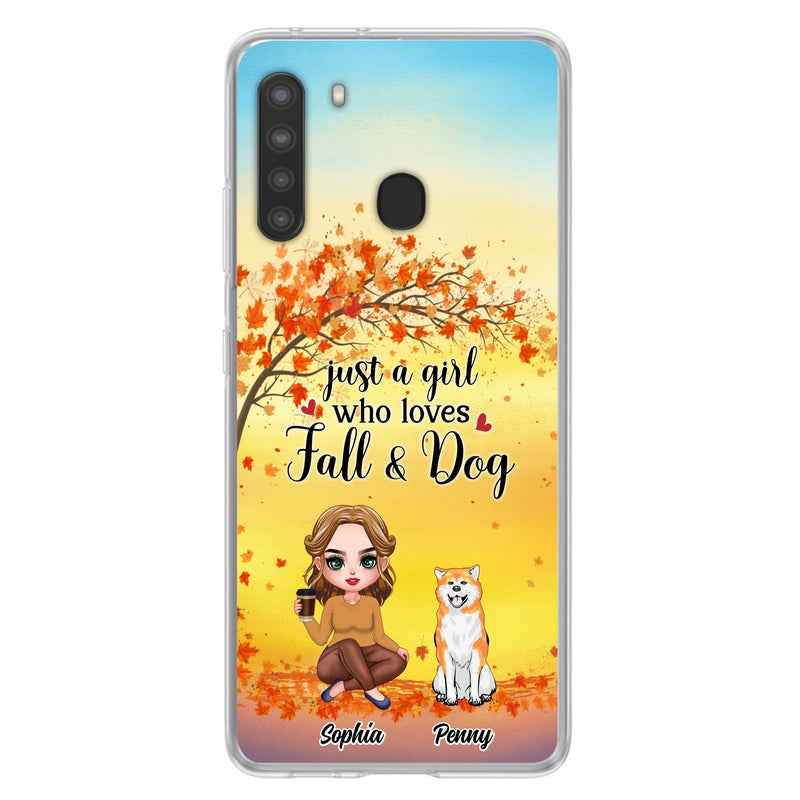 Personalized Dog Mom Phone Case - Gift Idea For Dog Lovers/Autumn Gift - Up to 4 Dogs - Just A Girl Who Loves Fall & Dogs - Case For iPhone/Samsung