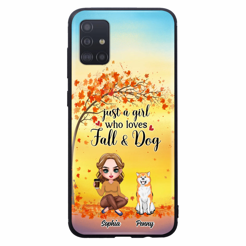 Personalized Dog Mom Phone Case - Gift Idea For Dog Lovers/Autumn Gift - Up to 4 Dogs - Just A Girl Who Loves Fall & Dogs - Case For iPhone/Samsung
