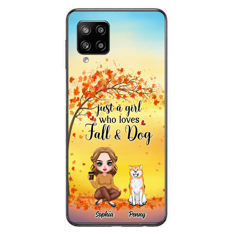 Personalized Dog Mom Phone Case - Gift Idea For Dog Lovers/Autumn Gift - Up to 4 Dogs - Just A Girl Who Loves Fall & Dogs - Case For iPhone/Samsung