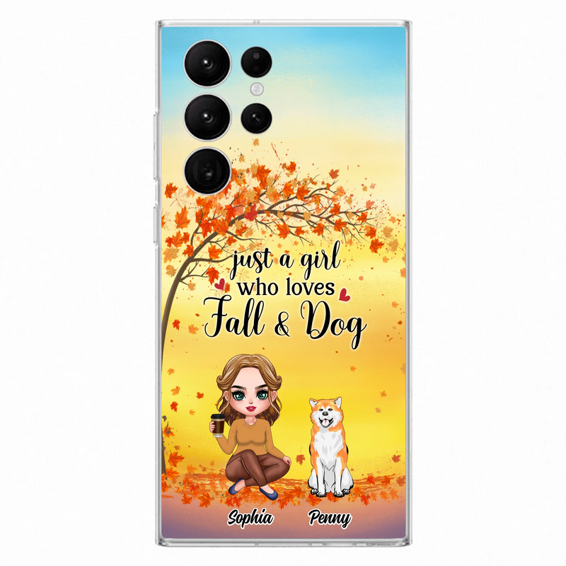 Personalized Dog Mom Phone Case - Gift Idea For Dog Lovers/Autumn Gift - Up to 4 Dogs - Just A Girl Who Loves Fall & Dogs - Case For iPhone/Samsung