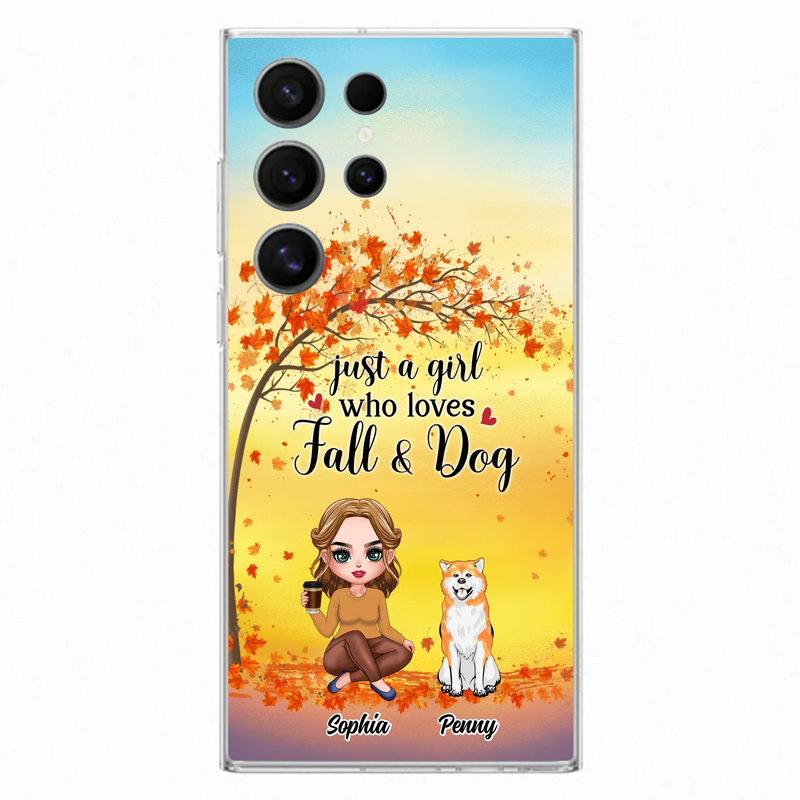 Personalized Dog Mom Phone Case - Gift Idea For Dog Lovers/Autumn Gift - Up to 4 Dogs - Just A Girl Who Loves Fall & Dogs - Case For iPhone/Samsung