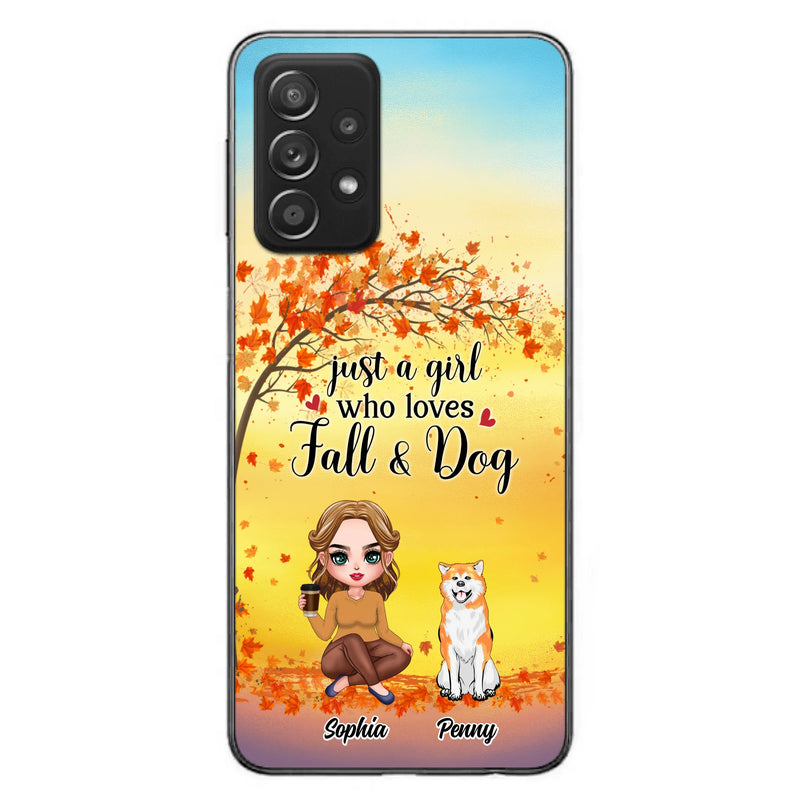 Personalized Dog Mom Phone Case - Gift Idea For Dog Lovers/Autumn Gift - Up to 4 Dogs - Just A Girl Who Loves Fall & Dogs - Case For iPhone/Samsung