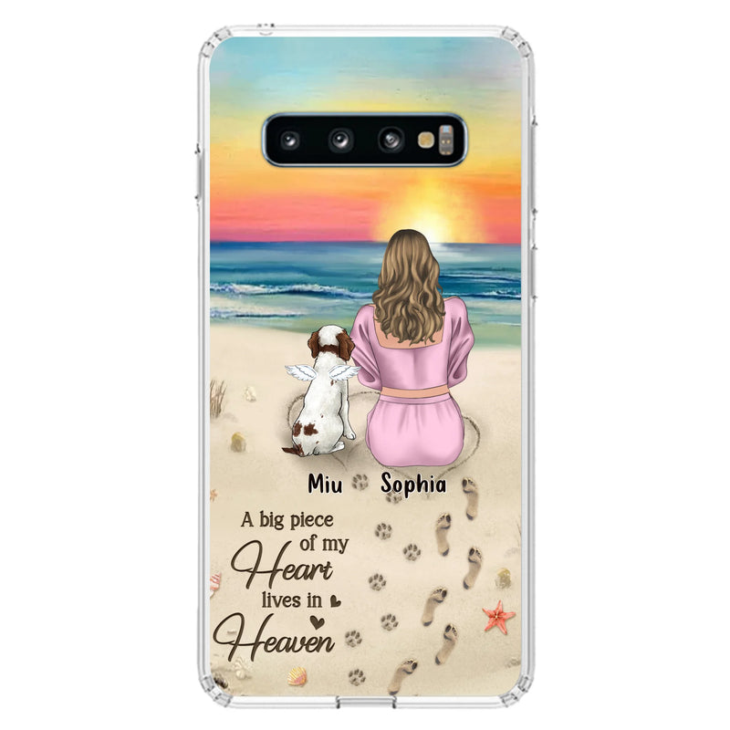Personalized Memorial Dog Mom Phone Case - Up to 3 Dogs - Memorial Gift Idea for Dog Owners - A Big Piece Of My Heart Lives In Heaven - Case for iPhone/Samsung