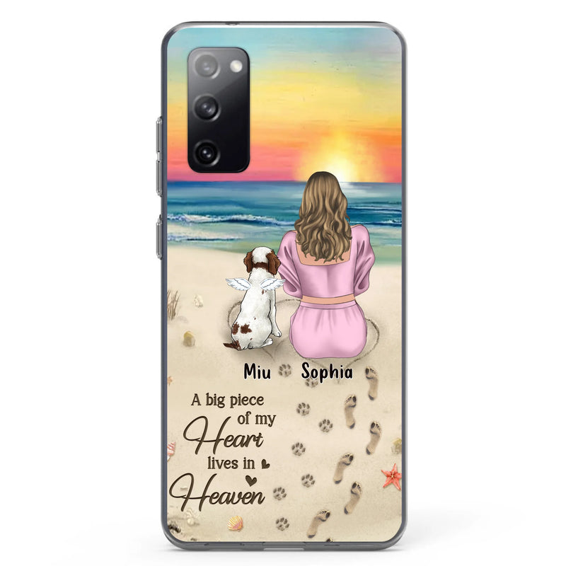 Personalized Memorial Dog Mom Phone Case - Up to 3 Dogs - Memorial Gift Idea for Dog Owners - A Big Piece Of My Heart Lives In Heaven - Case for iPhone/Samsung