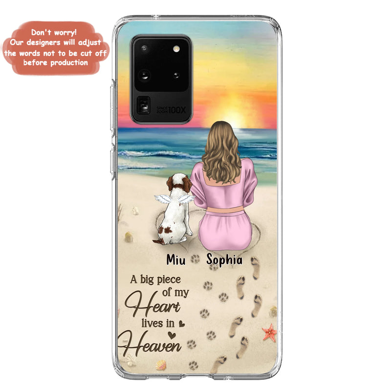 Personalized Memorial Dog Mom Phone Case - Up to 3 Dogs - Memorial Gift Idea for Dog Owners - A Big Piece Of My Heart Lives In Heaven - Case for iPhone/Samsung