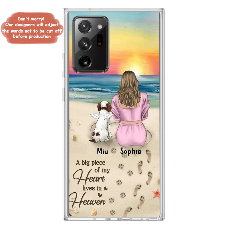 Personalized Memorial Dog Mom Phone Case - Up to 3 Dogs - Memorial Gift Idea for Dog Owners - A Big Piece Of My Heart Lives In Heaven - Case for iPhone/Samsung