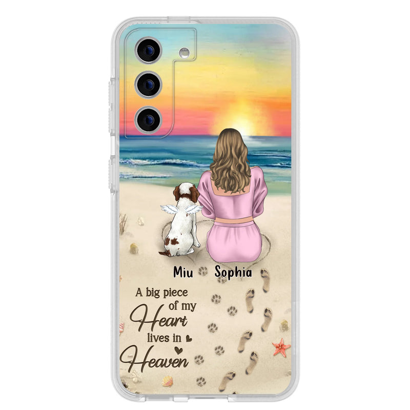 Personalized Memorial Dog Mom Phone Case - Up to 3 Dogs - Memorial Gift Idea for Dog Owners - A Big Piece Of My Heart Lives In Heaven - Case for iPhone/Samsung
