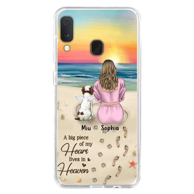 Personalized Memorial Dog Mom Phone Case - Up to 3 Dogs - Memorial Gift Idea for Dog Owners - A Big Piece Of My Heart Lives In Heaven - Case for iPhone/Samsung