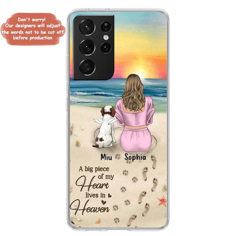 Personalized Memorial Dog Mom Phone Case - Up to 3 Dogs - Memorial Gift Idea for Dog Owners - A Big Piece Of My Heart Lives In Heaven - Case for iPhone/Samsung