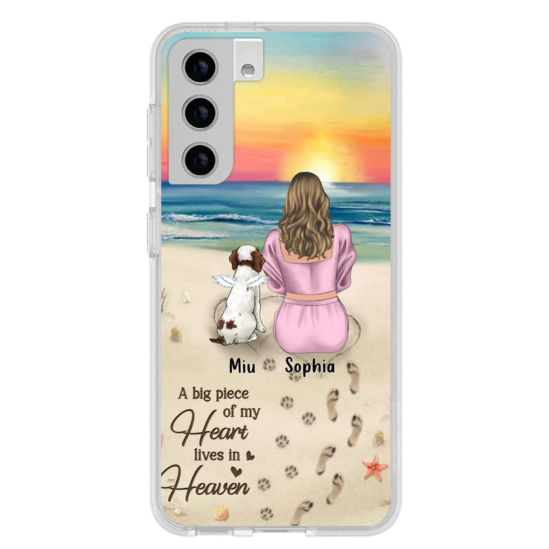 Personalized Memorial Dog Mom Phone Case - Up to 3 Dogs - Memorial Gift Idea for Dog Owners - A Big Piece Of My Heart Lives In Heaven - Case for iPhone/Samsung