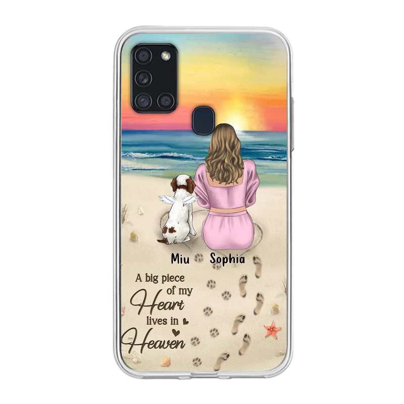 Personalized Memorial Dog Mom Phone Case - Up to 3 Dogs - Memorial Gift Idea for Dog Owners - A Big Piece Of My Heart Lives In Heaven - Case for iPhone/Samsung