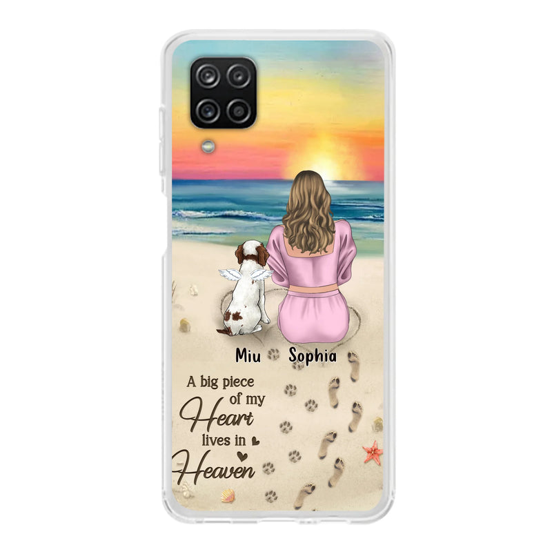 Personalized Memorial Dog Mom Phone Case - Up to 3 Dogs - Memorial Gift Idea for Dog Owners - A Big Piece Of My Heart Lives In Heaven - Case for iPhone/Samsung