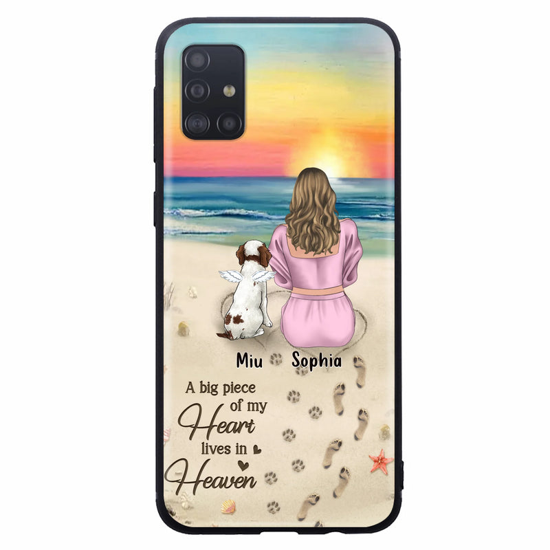 Personalized Memorial Dog Mom Phone Case - Up to 3 Dogs - Memorial Gift Idea for Dog Owners - A Big Piece Of My Heart Lives In Heaven - Case for iPhone/Samsung