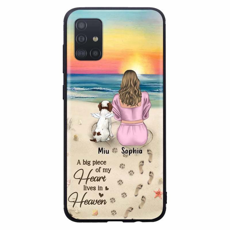 Personalized Memorial Dog Mom Phone Case - Up to 3 Dogs - Memorial Gift Idea for Dog Owners - A Big Piece Of My Heart Lives In Heaven - Case for iPhone/Samsung