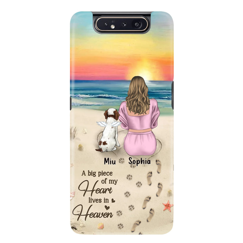 Personalized Memorial Dog Mom Phone Case - Up to 3 Dogs - Memorial Gift Idea for Dog Owners - A Big Piece Of My Heart Lives In Heaven - Case for iPhone/Samsung