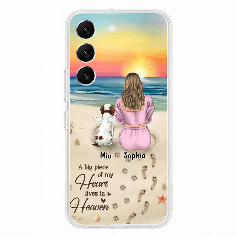 Personalized Memorial Dog Mom Phone Case - Up to 3 Dogs - Memorial Gift Idea for Dog Owners - A Big Piece Of My Heart Lives In Heaven - Case for iPhone/Samsung