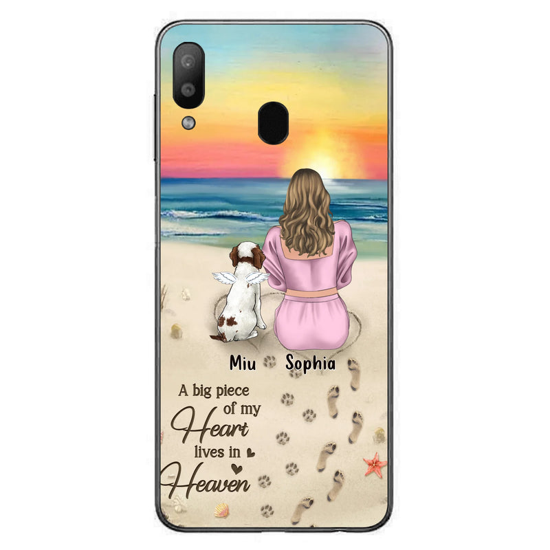 Personalized Memorial Dog Mom Phone Case - Up to 3 Dogs - Memorial Gift Idea for Dog Owners - A Big Piece Of My Heart Lives In Heaven - Case for iPhone/Samsung