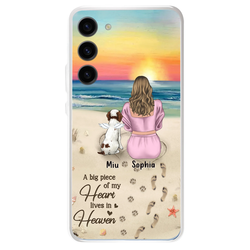 Personalized Memorial Dog Mom Phone Case - Up to 3 Dogs - Memorial Gift Idea for Dog Owners - A Big Piece Of My Heart Lives In Heaven - Case for iPhone/Samsung