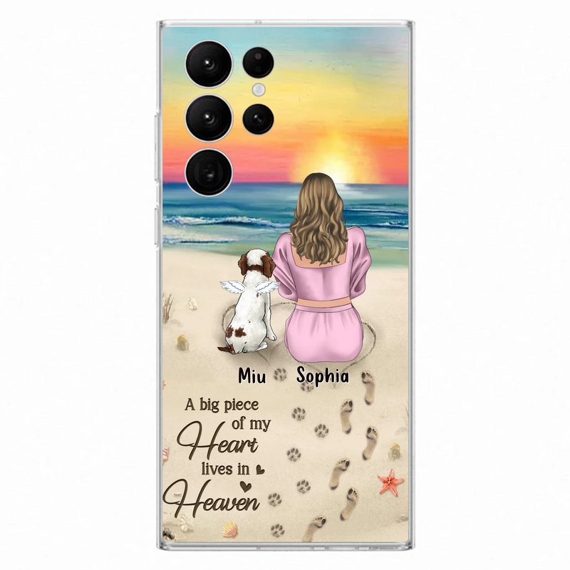 Personalized Memorial Dog Mom Phone Case - Up to 3 Dogs - Memorial Gift Idea for Dog Owners - A Big Piece Of My Heart Lives In Heaven - Case for iPhone/Samsung