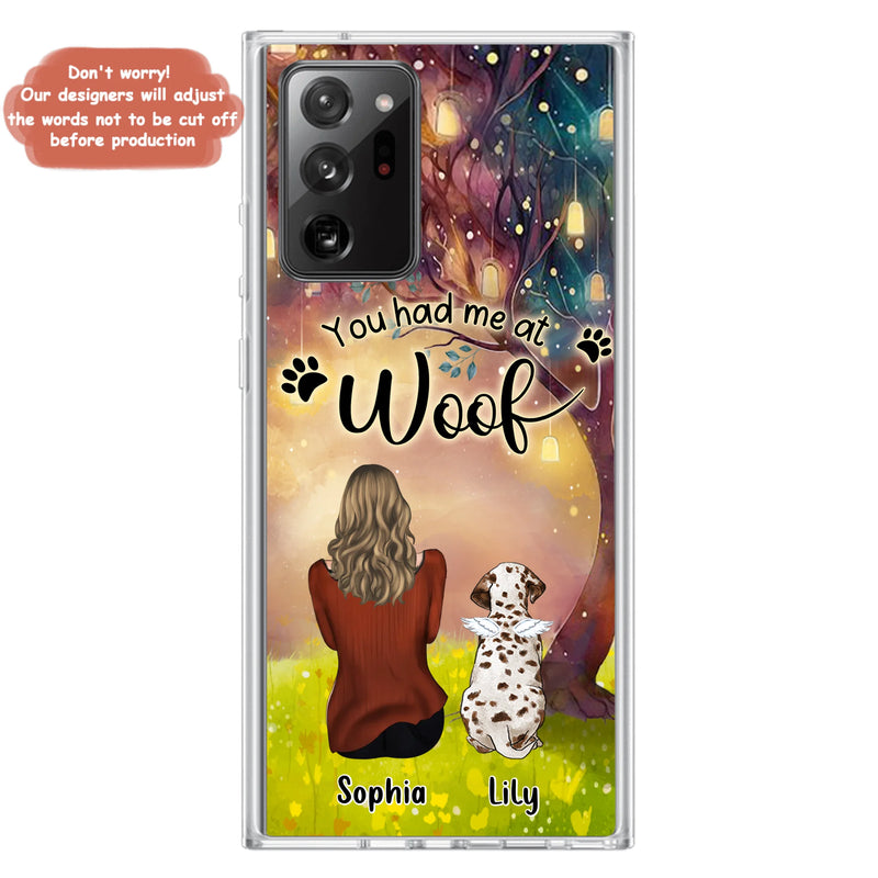 Personalized Memorial Dog Mom Phone Case - Up to 3 Dogs - Memorial Gift Idea for Dog Lovers - You Had Me At Woof