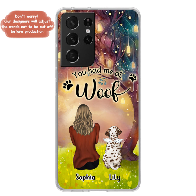 Personalized Memorial Dog Mom Phone Case - Up to 3 Dogs - Memorial Gift Idea for Dog Lovers - You Had Me At Woof